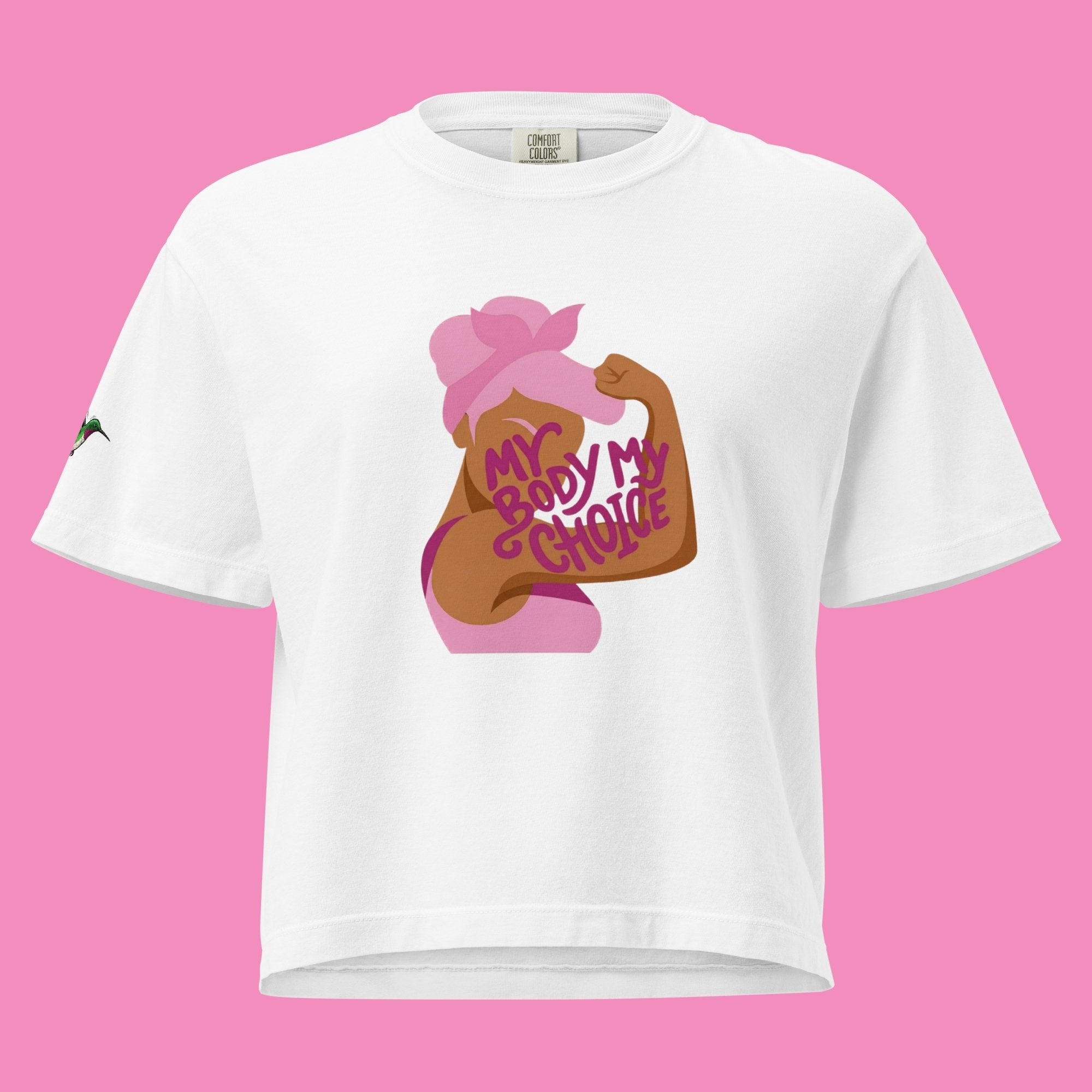My Body My Choice – Feministisches Boxy T-Shirt in Weiß, Vorderansicht