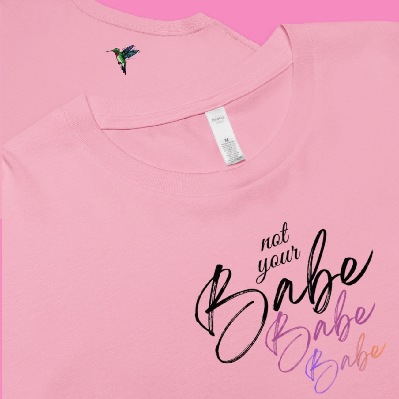 Not Your Babe Crop-Top in Rosa – feministisches Baumwoll-Shirt mit lockerem Schnitt – Bling Bling Feministas