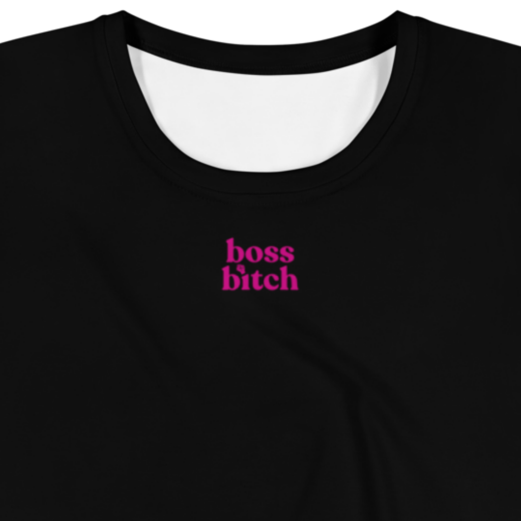 Boss Bitch in Schwarz mit Pink/Rosa - Crop-Top