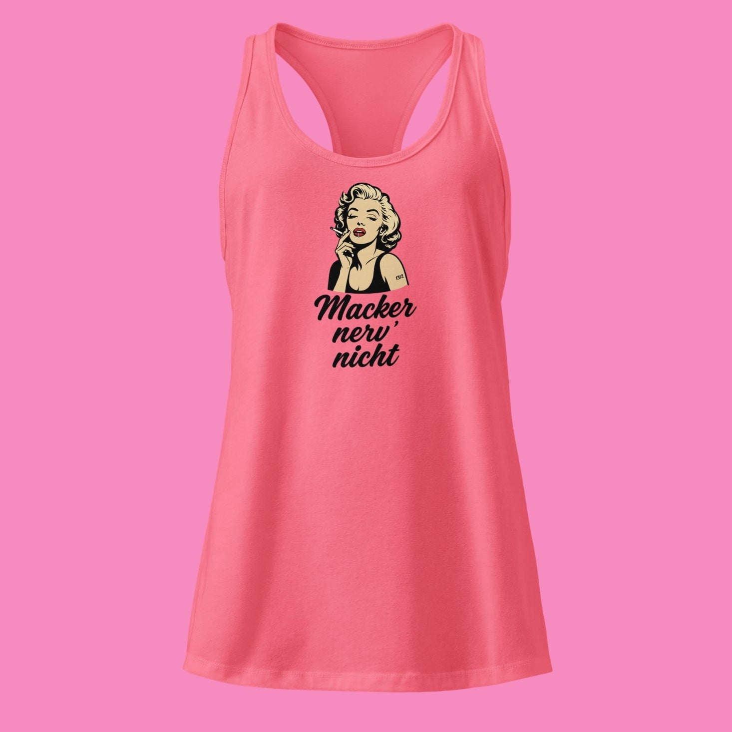 Macker nerv nicht Tanktop in Hot Pink – feministisches Racerback-Shirt aus Baumwoll-Jersey – Bling Bling Feministas
