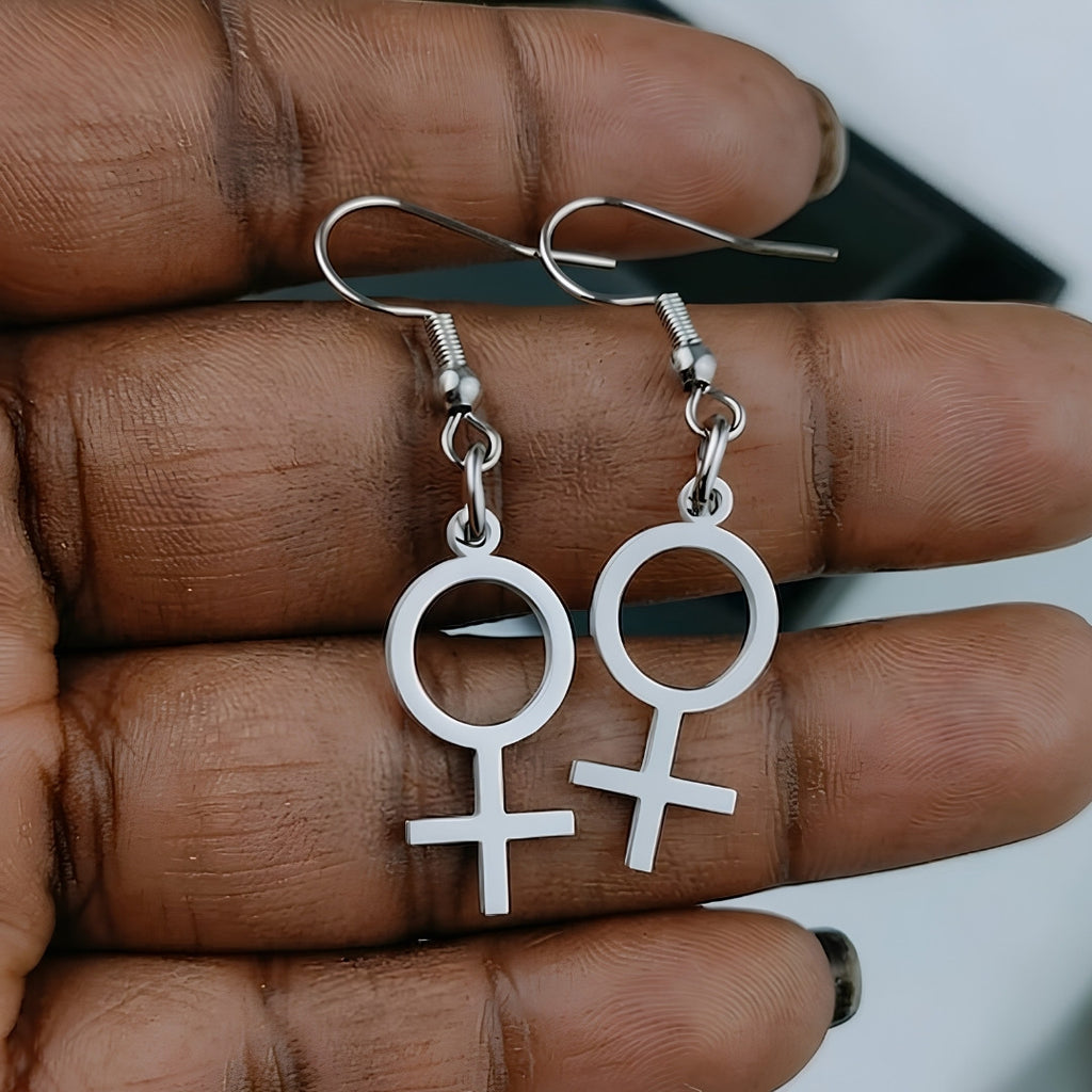 Venus Symbol Ohrringe Edelstahl – Silber - Bling Bling Feministas