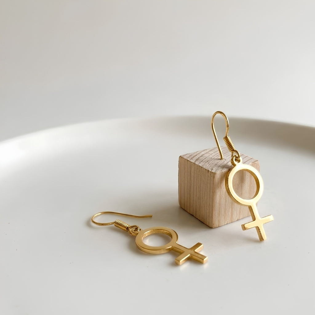 Venus Symbol Ohrringe Edelstahl – Gold - Bling Bling Feministas