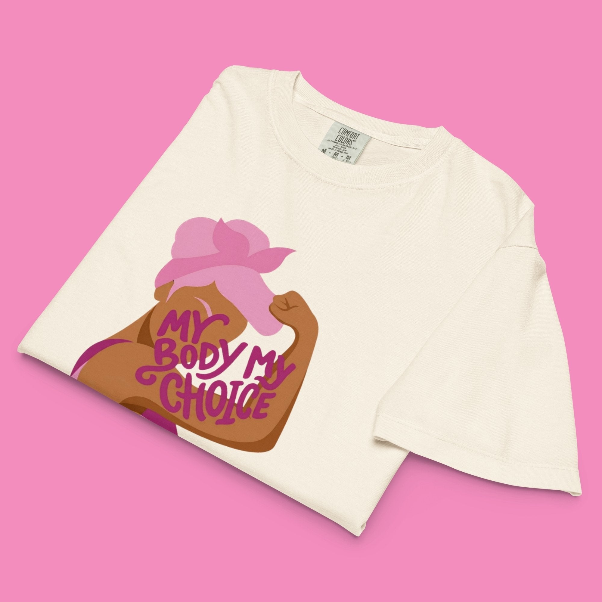 My Body My Choice – Feministisches Boxy T-Shirt in Elfenbein, Vorderansicht