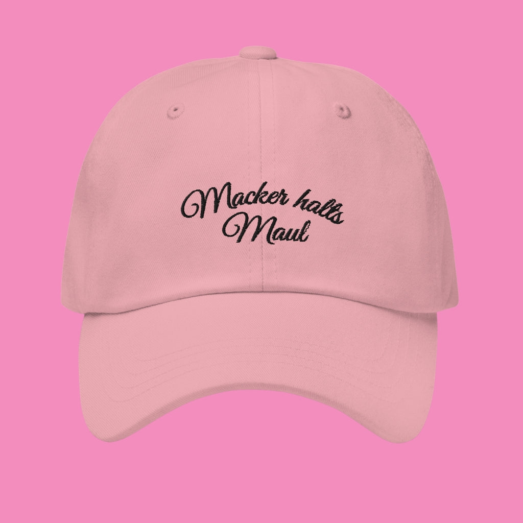 Macker halts Maul Cap in Rosa – bestickte feministische Baseball Cap, Bling Bling Feministas