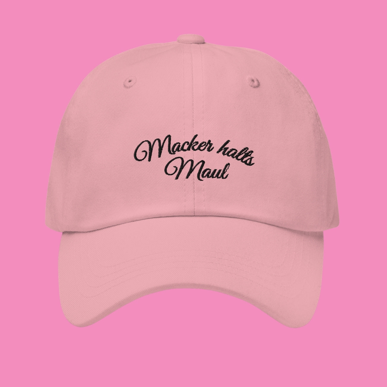 Macker halts Maul Cap in Rosa – bestickte feministische Baseball Cap, Bling Bling Feministas