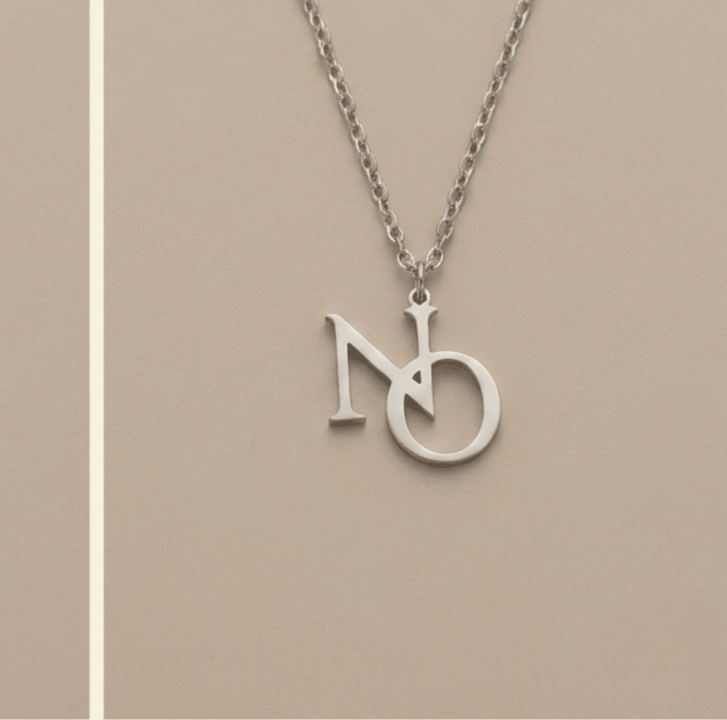  NO NO NO Kette in Silber – feministische Edelstahlhalskette 40cm