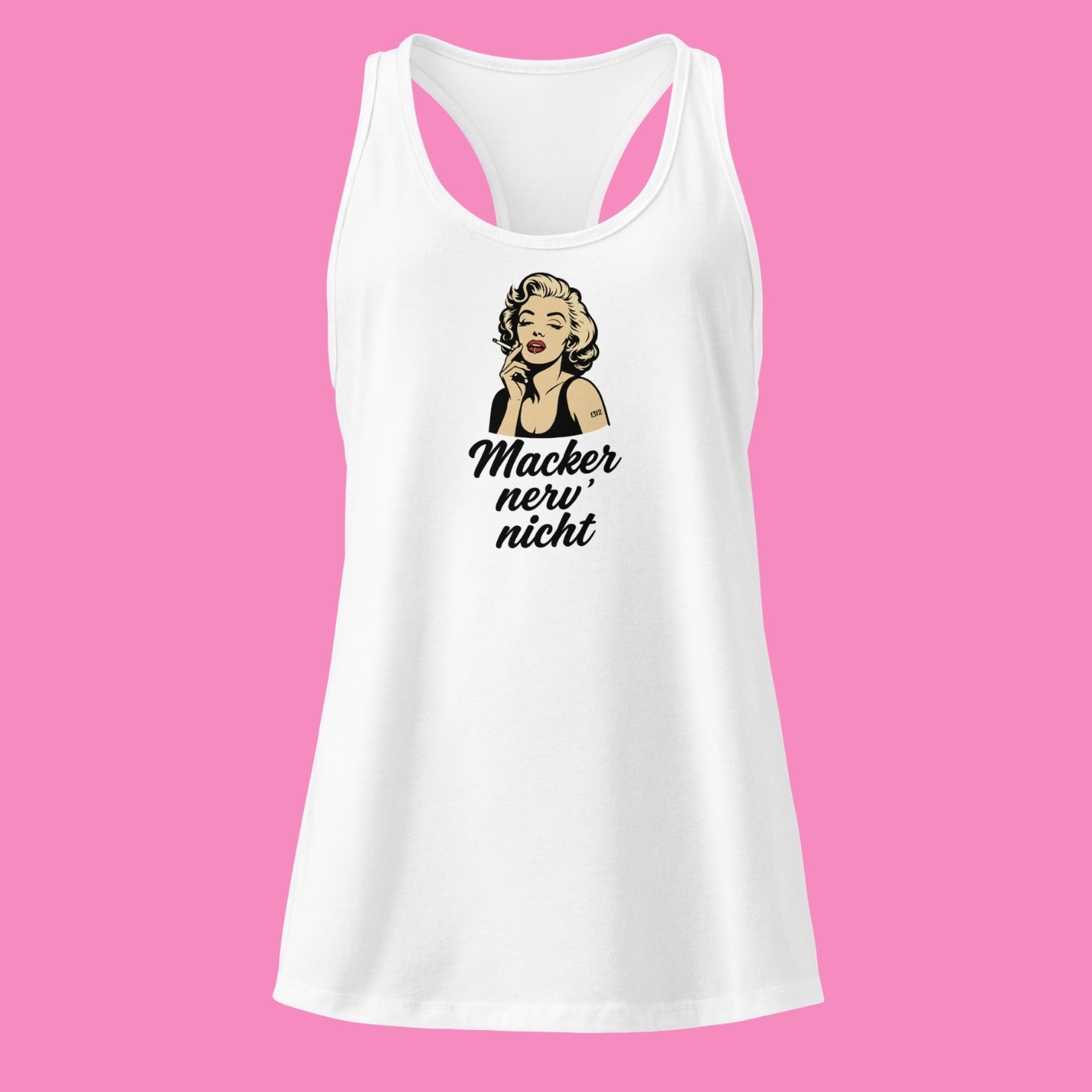 Macker nerv nicht Tanktop in Hot Pink – feministisches Racerback-Shirt aus Baumwoll-Jersey – Bling Bling Feministas