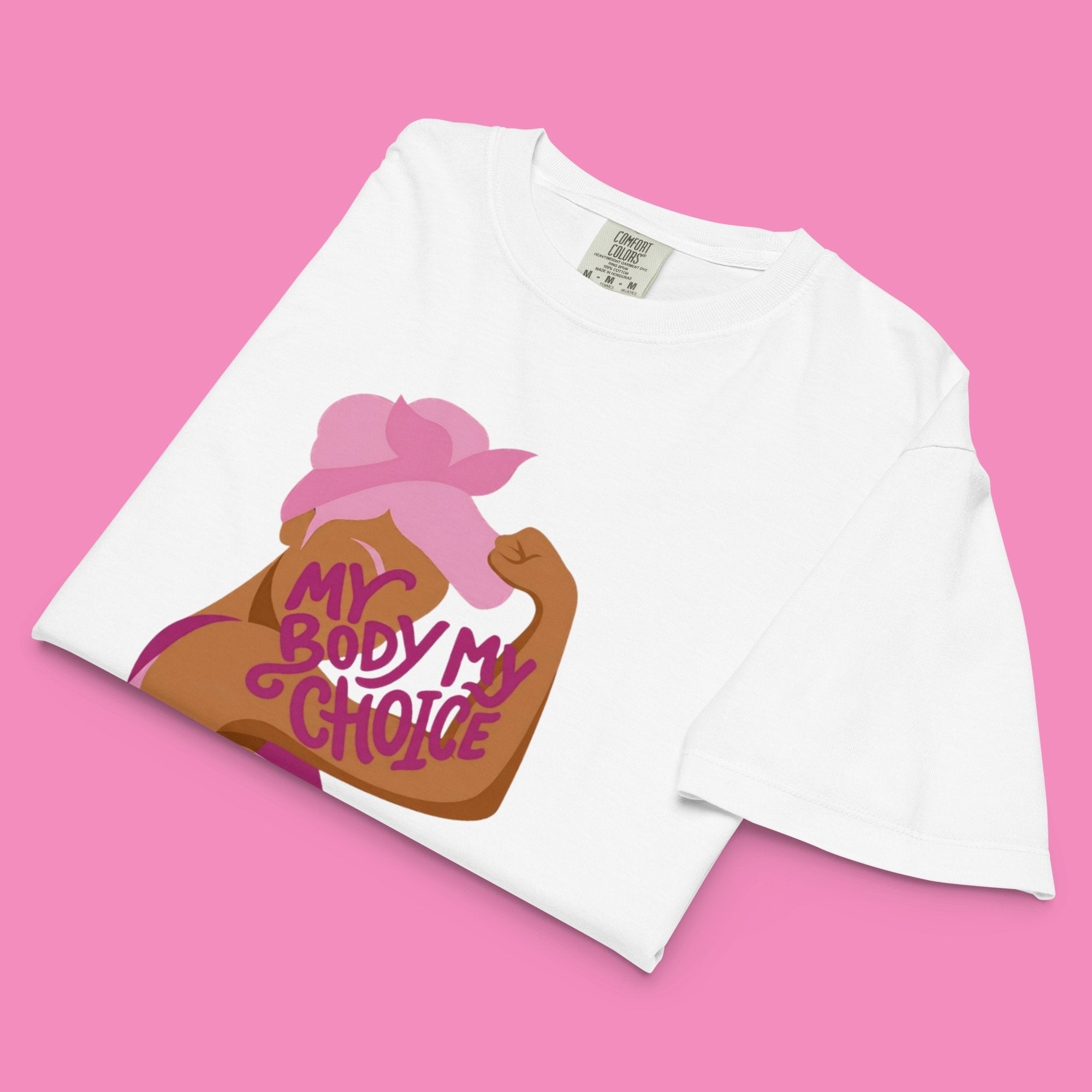 My Body My Choice – Feministisches Boxy T-Shirt in Weiß, Vorderansicht
