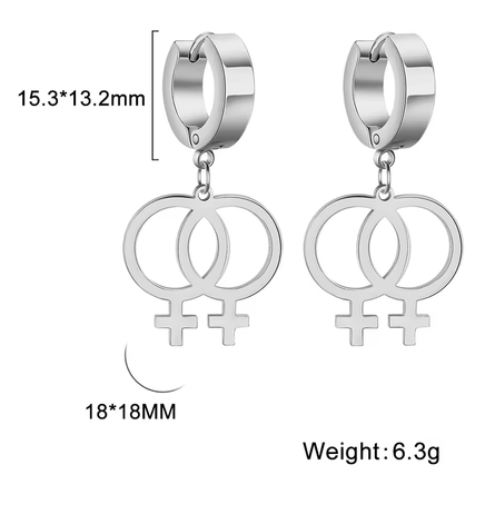 Venus Symbol Ohrringe in Gold und Silber – feministische Edelstahl-Creolen mit doppeltem Frauensymbol ♀♀ von Bling Bling Feministas
