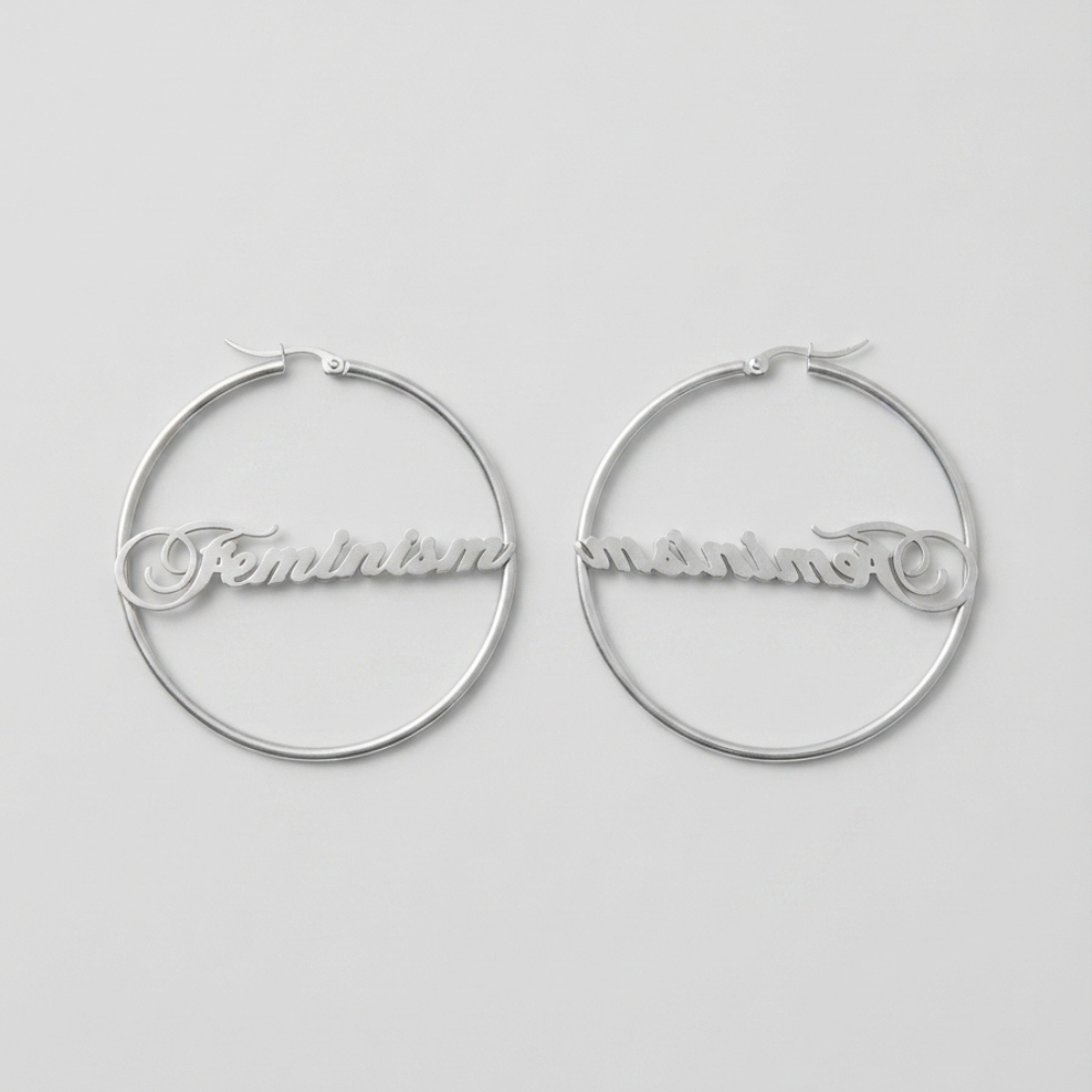 Feminism Silber Edelstahl Creolen Bling Bling Feministas
