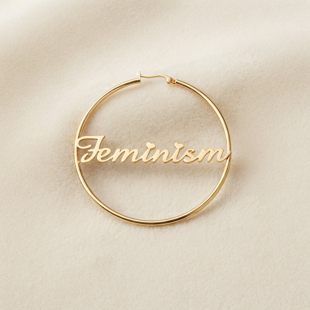Feminism Creolen in Gold mit Herzchen von Bling Bling Feministas