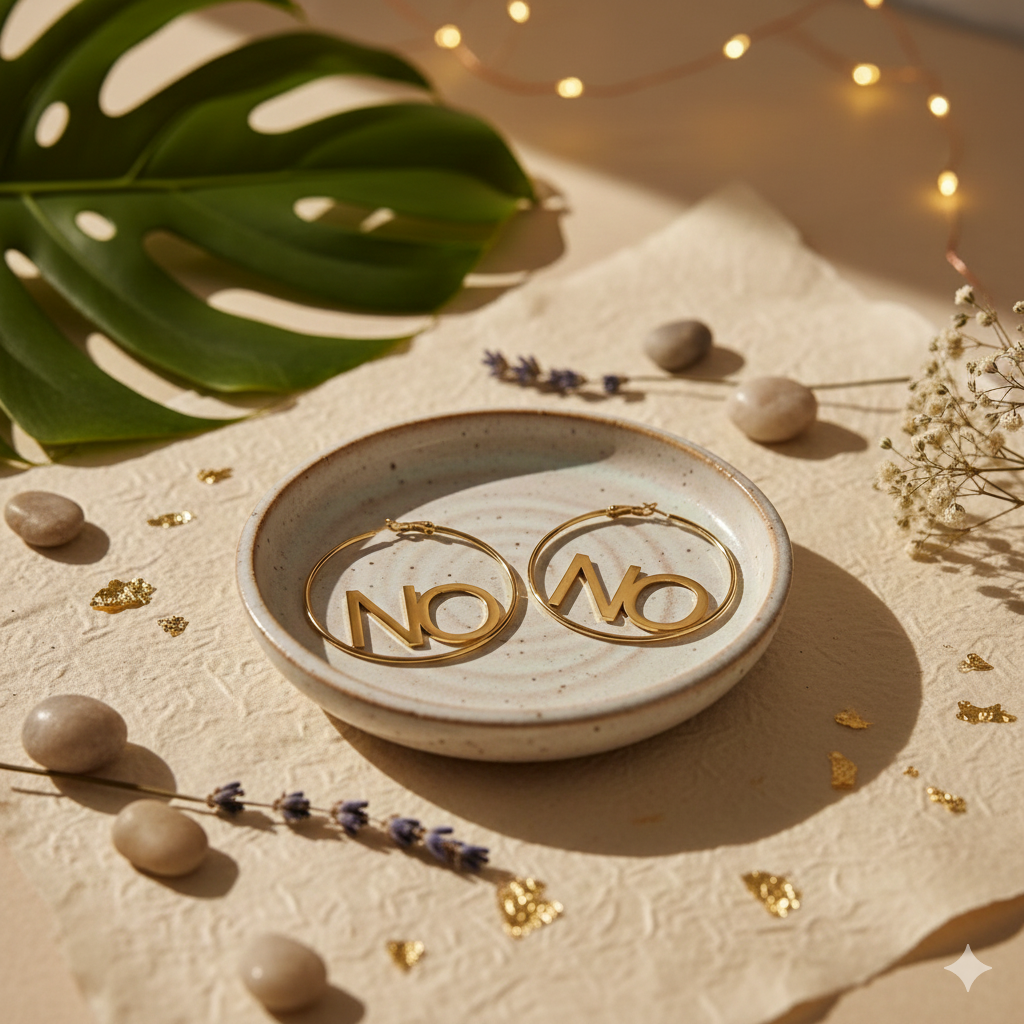 NO - NO  Feministische Ohrringe in Gold