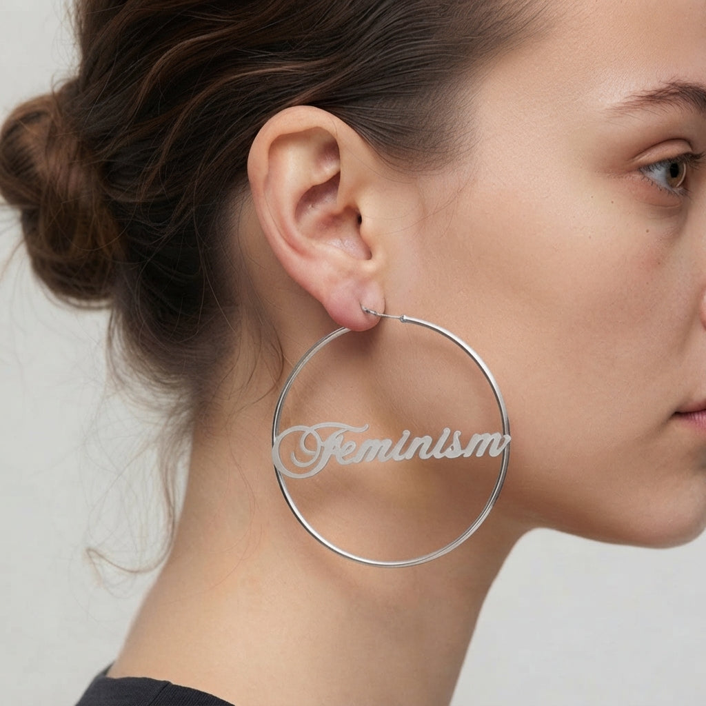 Feminism Ohrringe Edelstahl Silber von Bling Bling Feministas