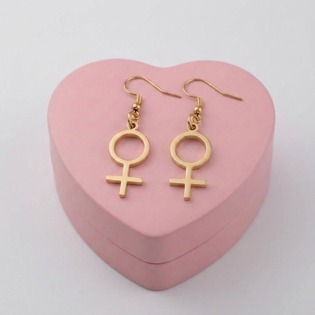 Venus Symbol Ohrringe Edelstahl – Gold - Bling Bling Feministas