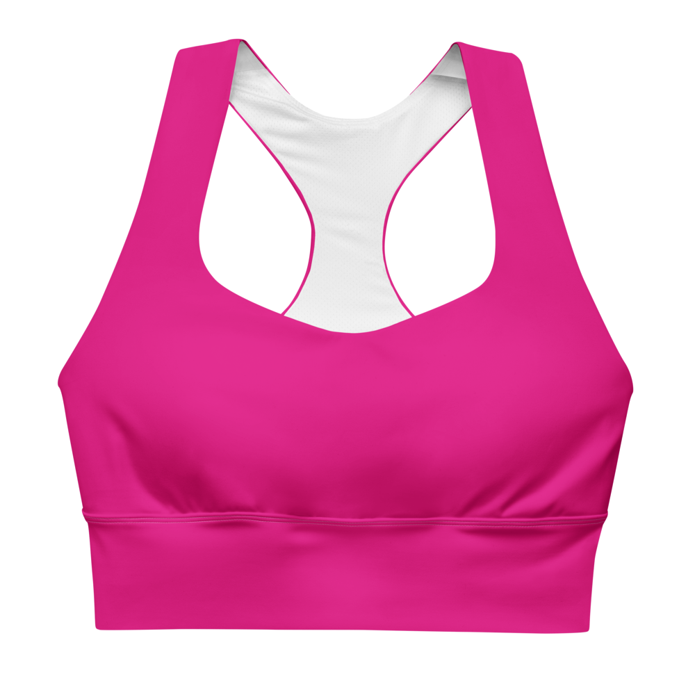 Recycelter Longline-Sport-BH in pink mit "not your Babe" Aufdruck