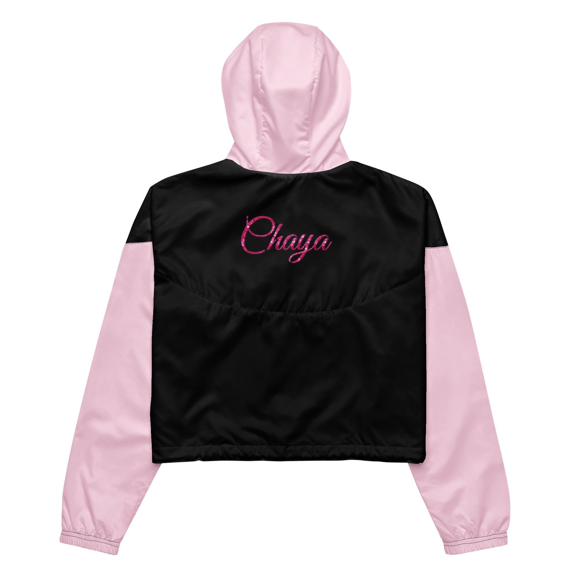 Bauchfreier schwarz rosa Windbreaker mit Chaya Schrift