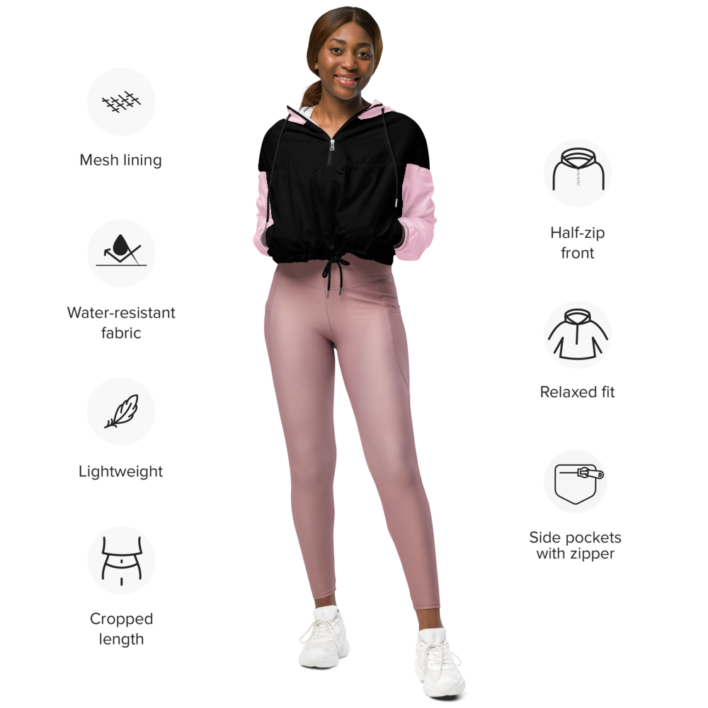 Bauchfreier schwarz rosa Windbreaker mit Chaya Schrift