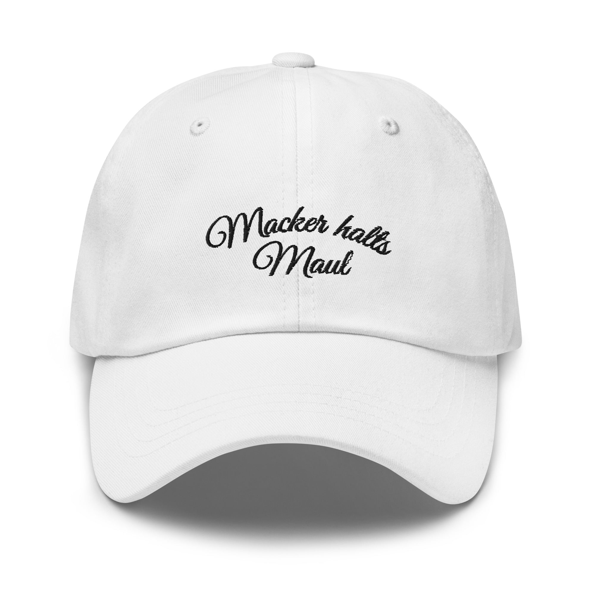 Macker halts Maul Cap in Weiß – besticktes feministisches Dad Hat aus Baumwoll-Cord – Bling Bling Feministas