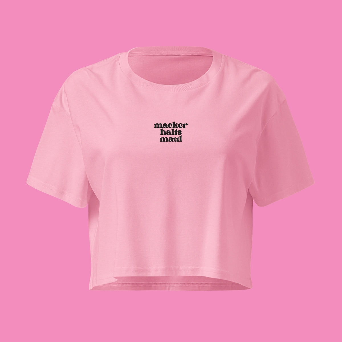 macker halts maul - feministisches Baumwoll Crop Top in 9 Farben von Bling Bling Feministas – Ansicht 6