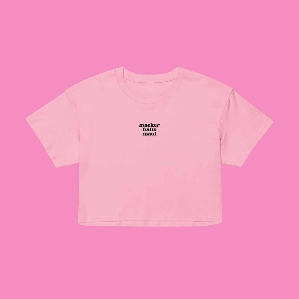 macker halts maul - feministisches Baumwoll Crop Top in 9 Farben von Bling Bling Feministas – Ansicht 7