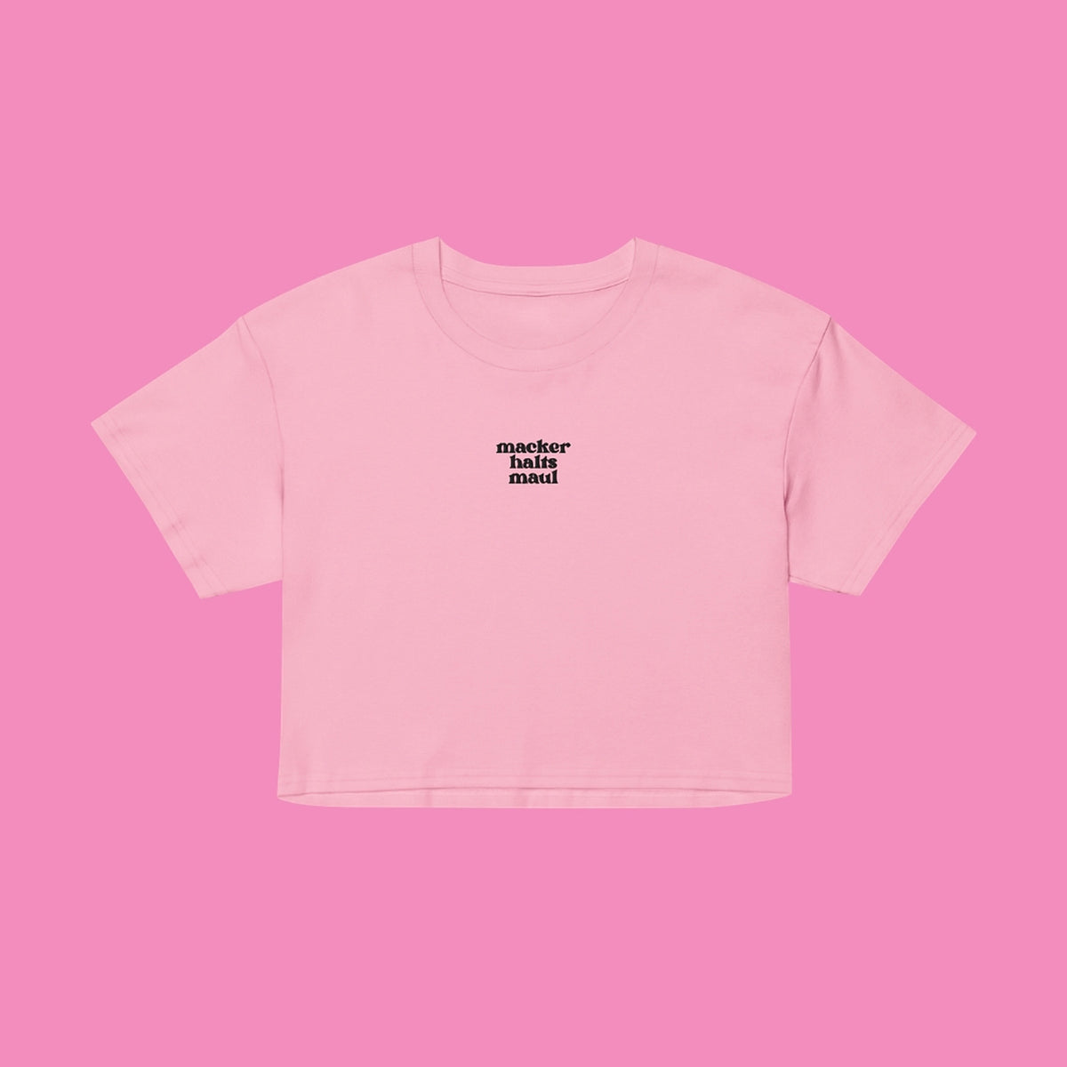 macker halts maul - feministisches Baumwoll Crop Top in 9 Farben von Bling Bling Feministas – Ansicht 7