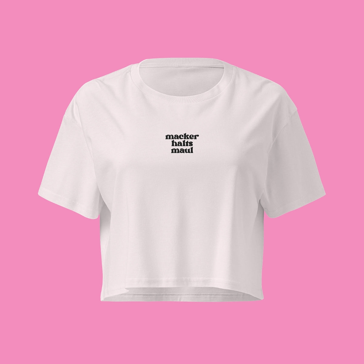 macker halts maul - feministisches Baumwoll Crop Top in 9 Farben von Bling Bling Feministas – Ansicht 8
