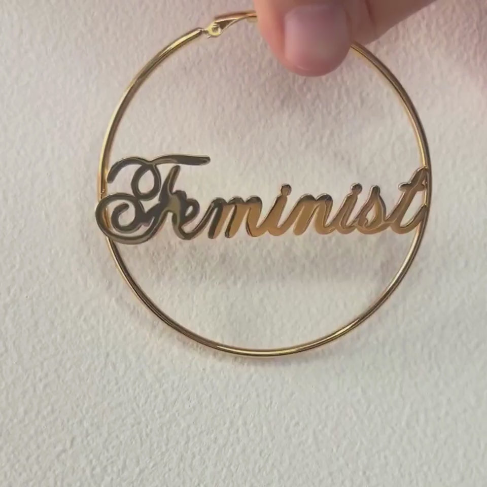 Feminist Creolen Hoops Gold (4 Größen) Edelstahl - Bling Bling Feministas