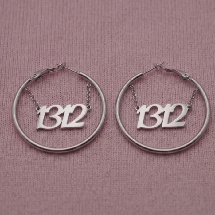 1312 hanging Ohrringe in Silber, 40mm von Bling Bling Feministas