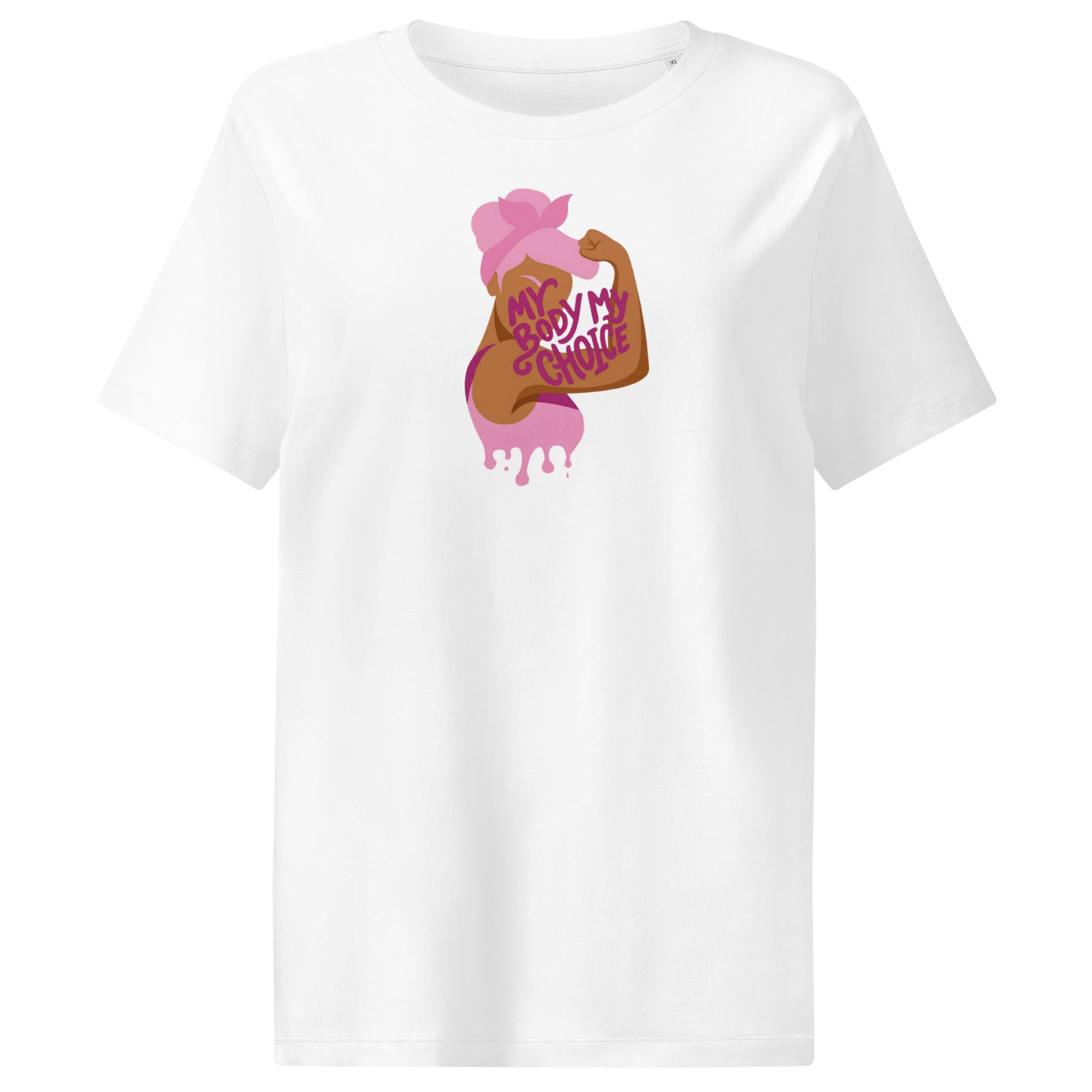 Feministisches Bio-T-Shirt mit Rippkragen - my body my choice