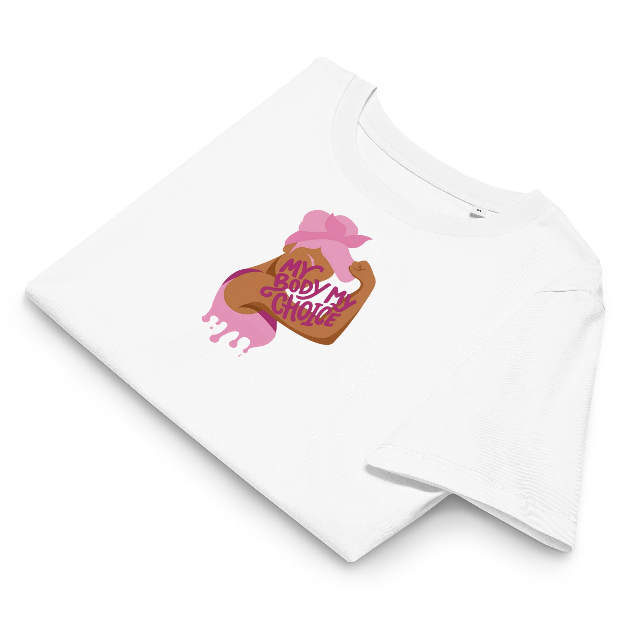 Feministisches Bio-T-Shirt mit Rippkragen - my body my choice